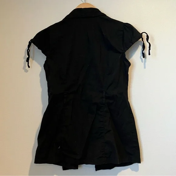 Women's Black Button-Down Top - Picture 5 of 6